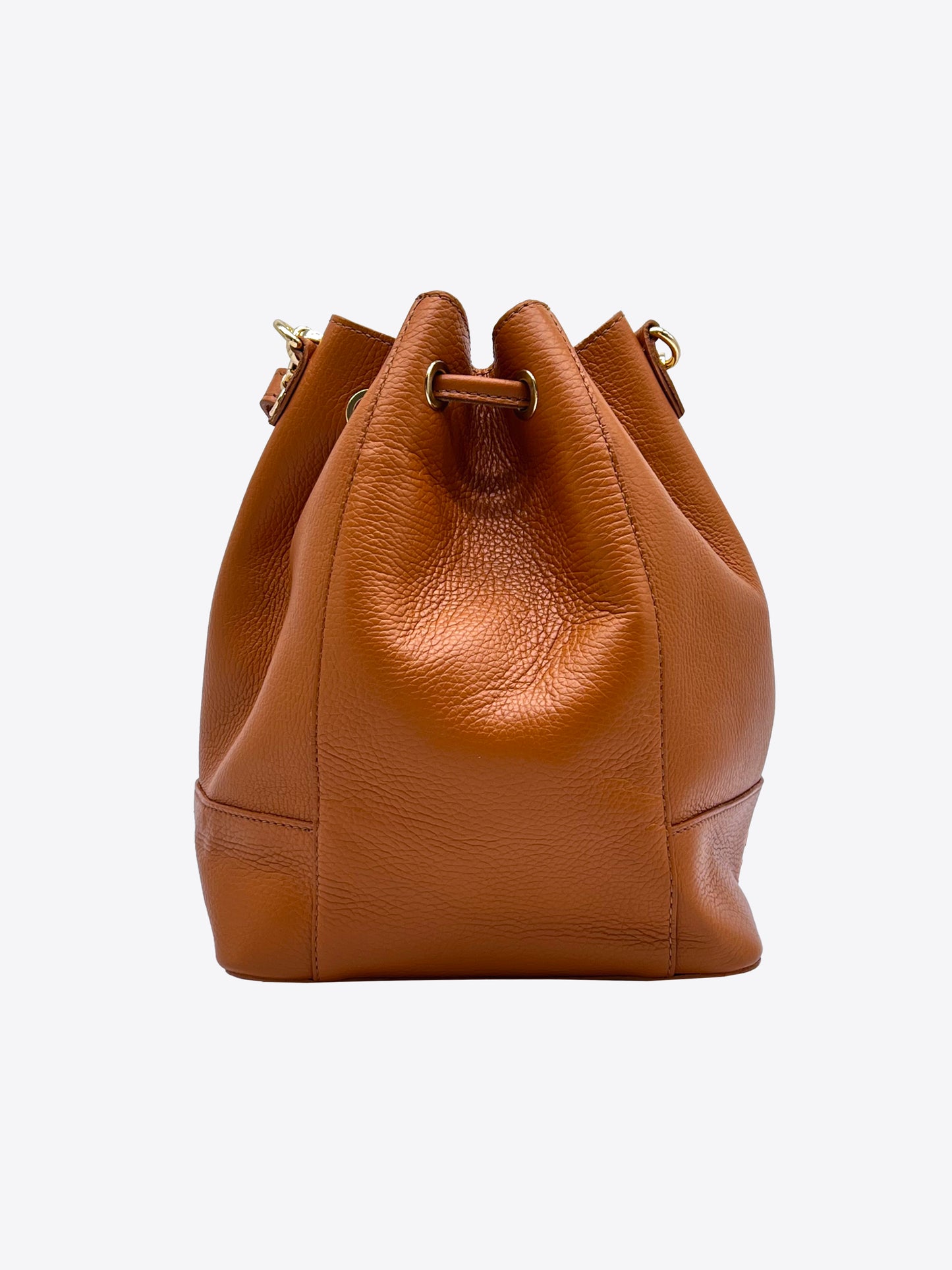 Eli Italian Leather Bucket Bag in Cognac