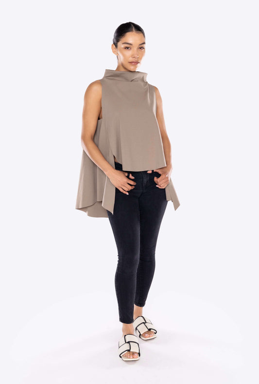 cowl neck top front, high low top, top, womens tops