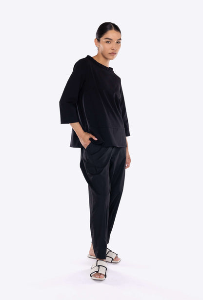 High Waist Tapered Trousers in Black