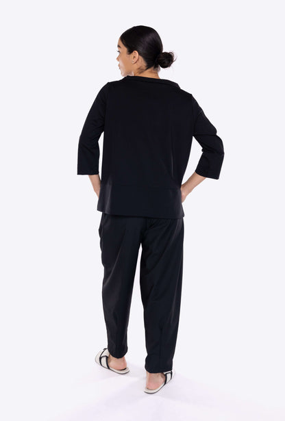 High Waist Tapered Trousers in Black