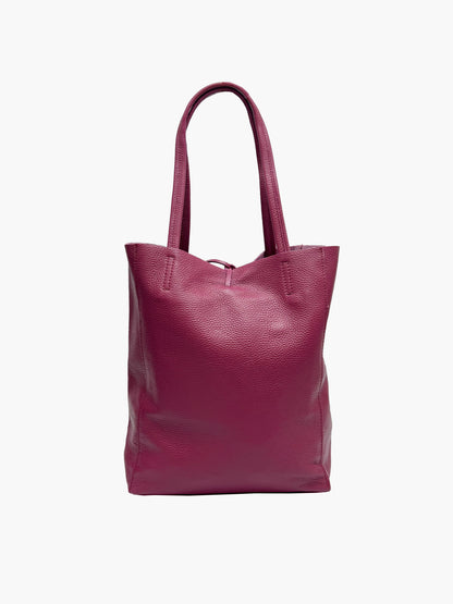 Hayden Italian Leather Tote Bag in Berry