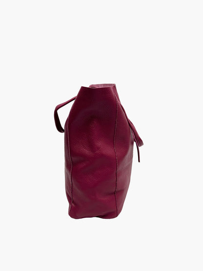 Hayden Italian Leather Tote Bag in Berry