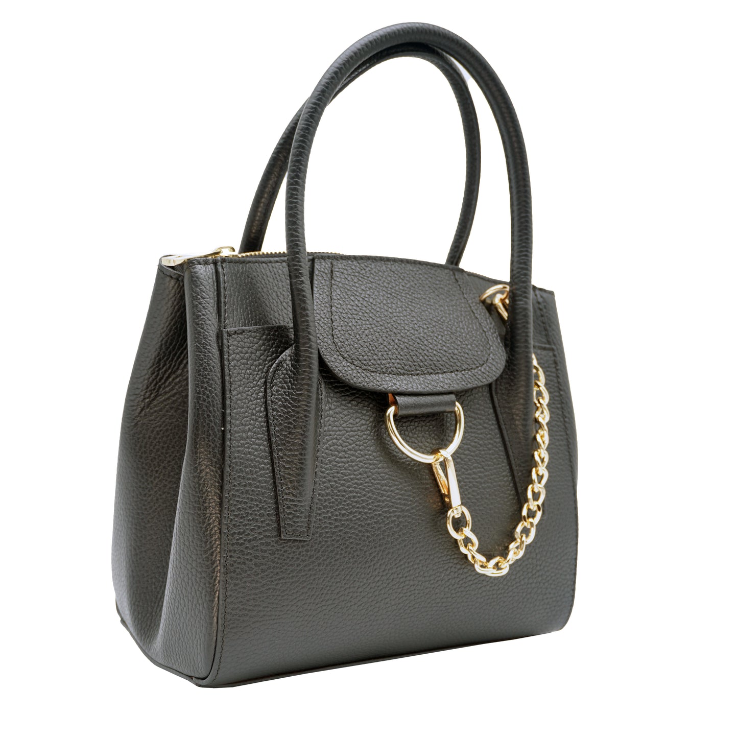 Chloe Chain Detail Leather Satchel Handbag