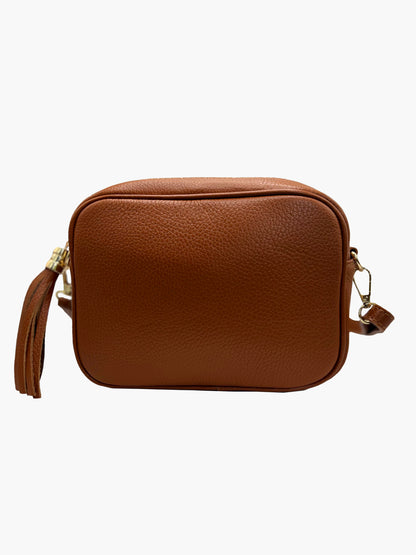 Carli Italian Leather Crossbody in Cognac