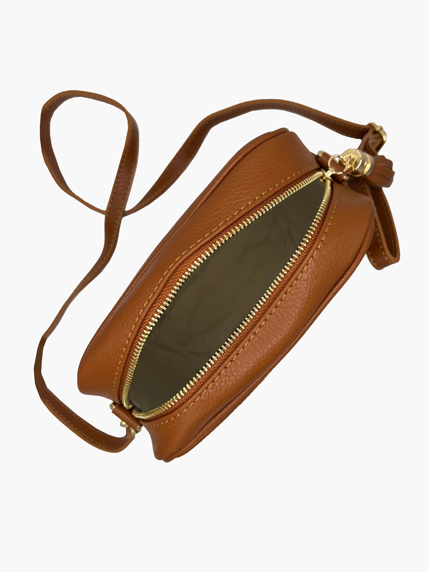 Carli Italian Leather Crossbody in Cognac