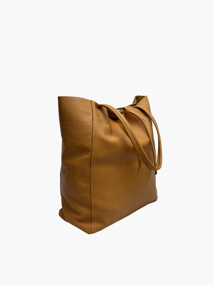 Hayden Italian Leather Tote Bag in Cognac