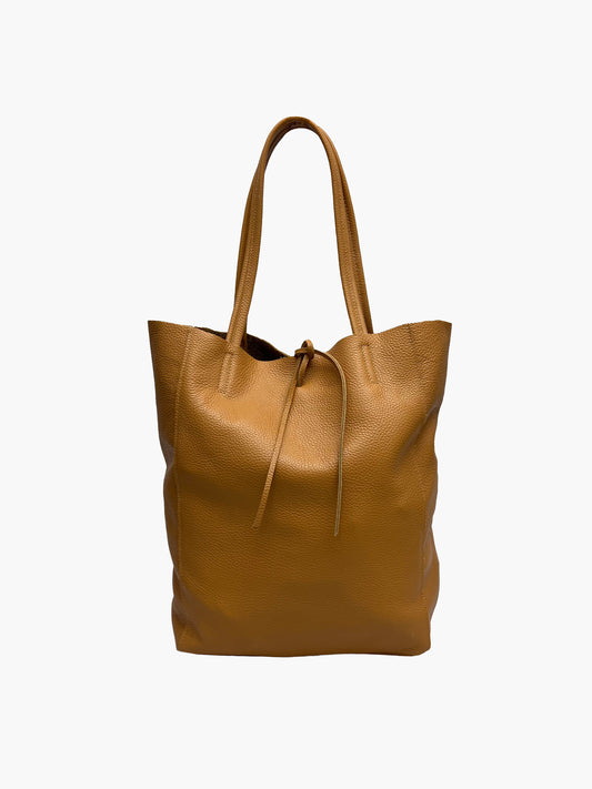 Hayden Italian Leather Tote Bag in Cognac