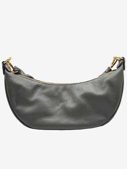 Nikki Italian Leather Cresent Bag in Gunmetal