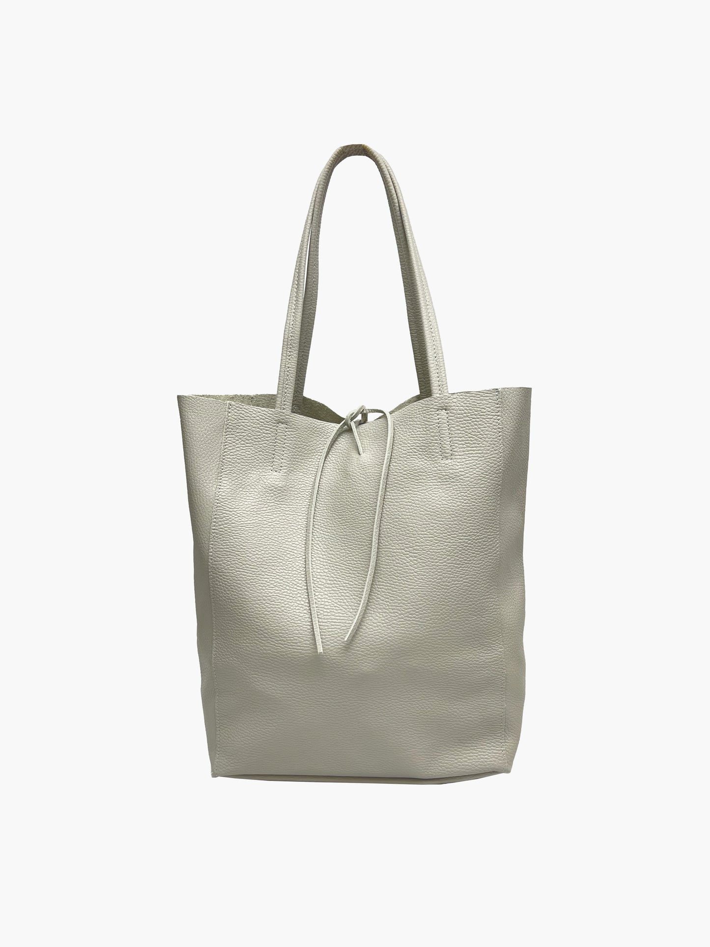 Hayden Italian Leather Tote Bag in Light Grey