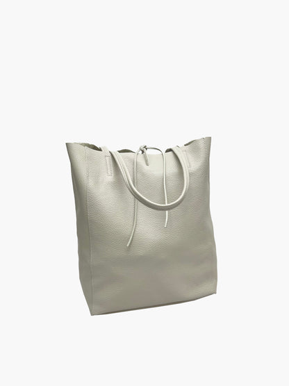 Hayden Italian Leather Tote Bag in Light Grey