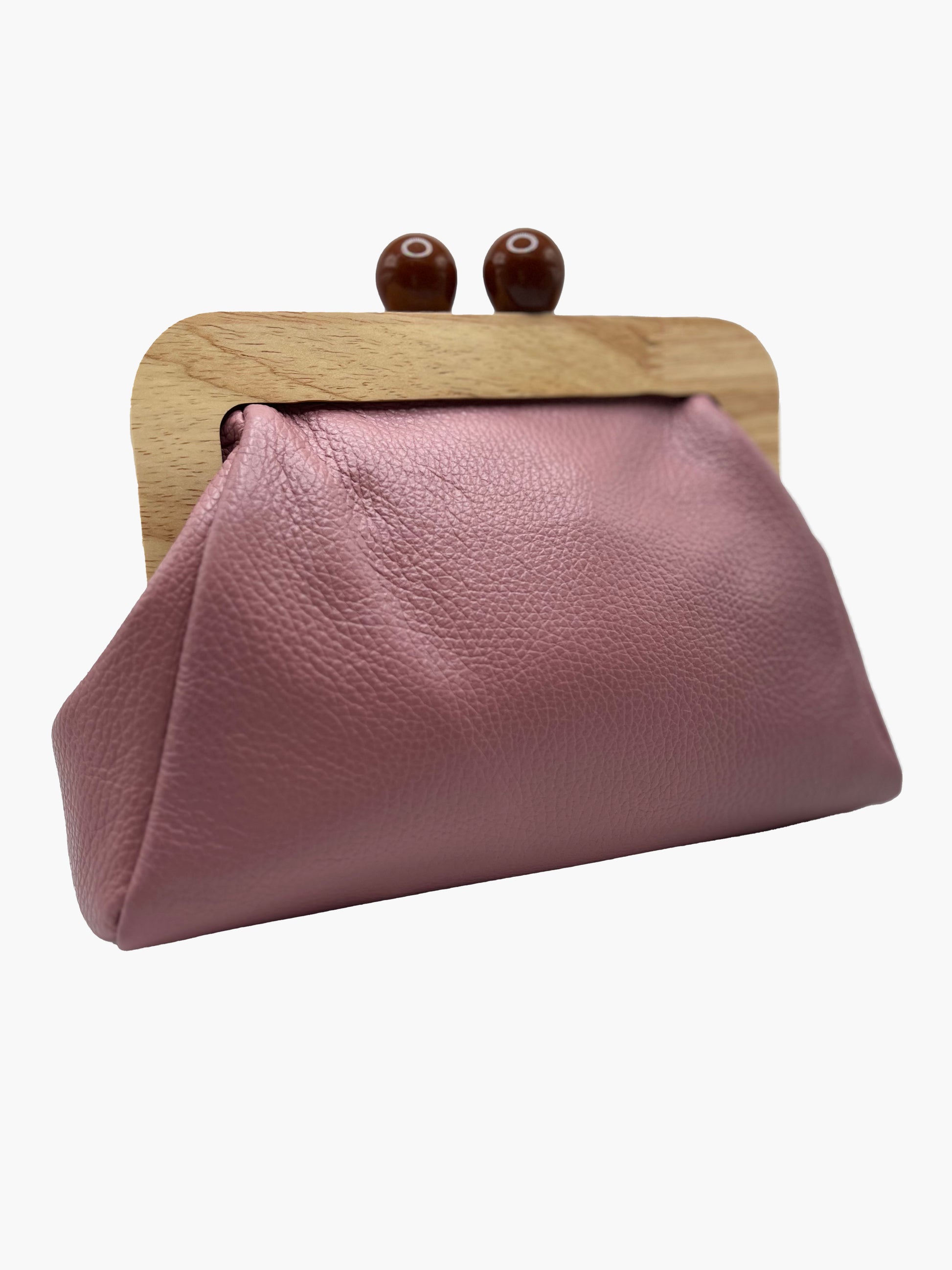 mauve pink clutch angled 