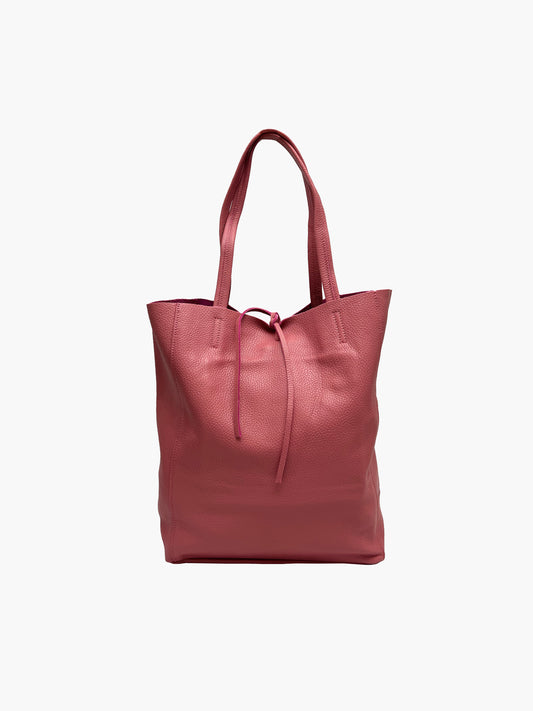 Hayden Italian Leather Tote Bag in Pink