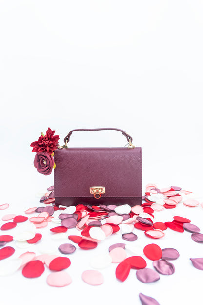 Sade Structured Italian Leather Handbag in Merlot