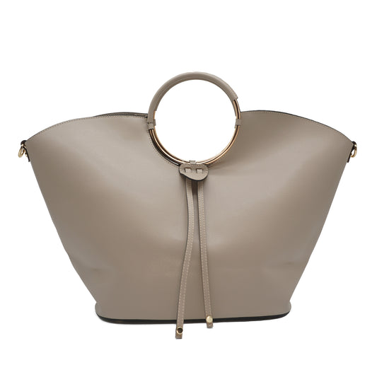 Bianca Circle Handle Bag in Taupe