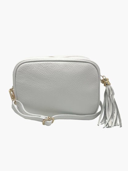 Carli Italian Leather Crossbody in White